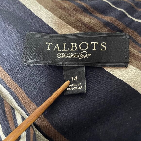 Talbots Flare Short Skirt Women’s Size 14 Brown Black Stripes Lined Lightweight - Picture 3 of 8